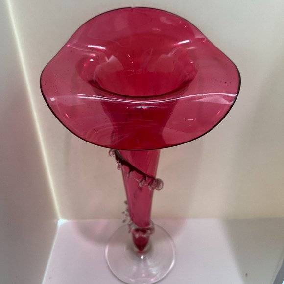 Victorian Cranberry Glass Other - Vintage Victorian Cranberry Glass Jack-in-the-Pulpit Vase